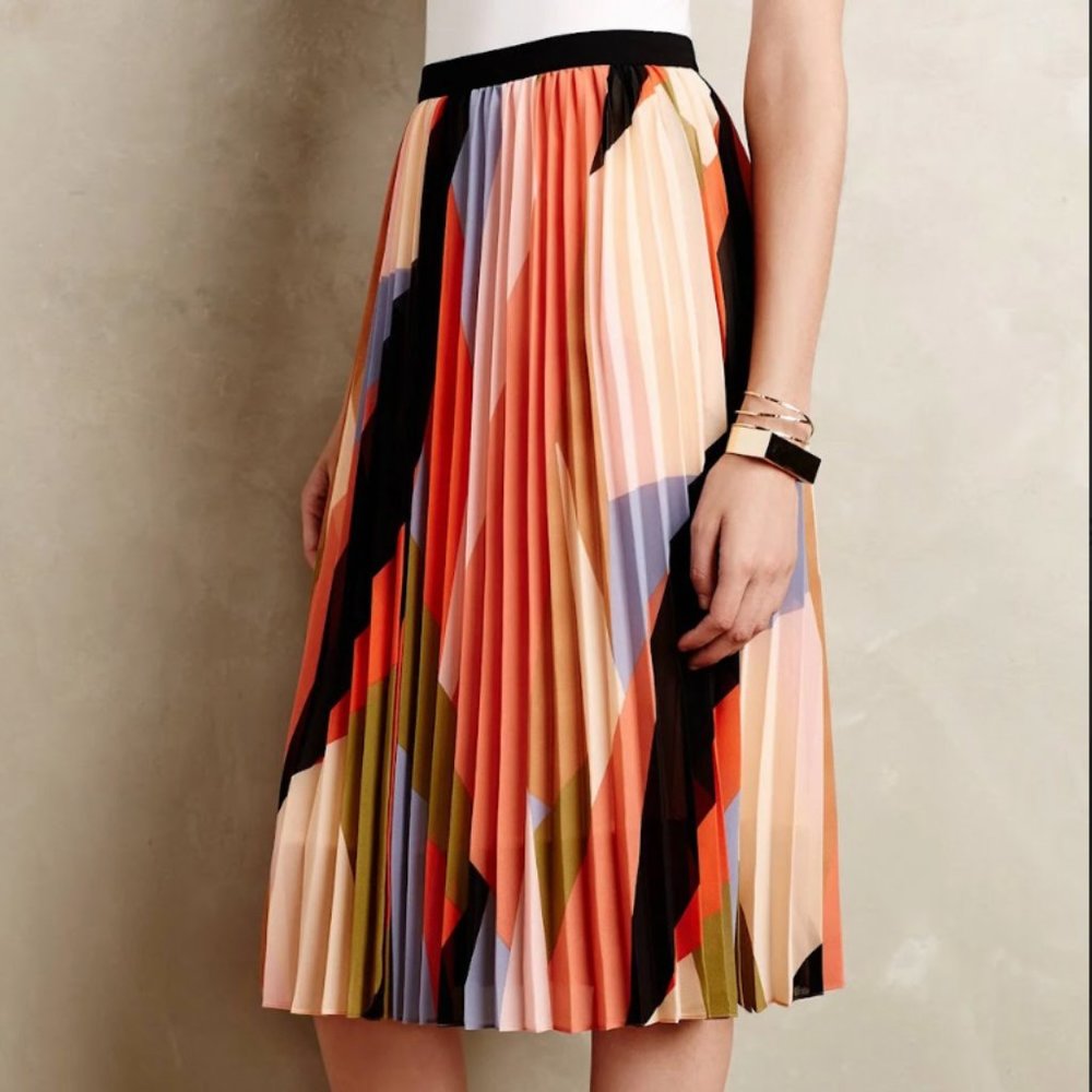 Anthropologie HD in Paris Pleated Floral Print Midi Skirt
